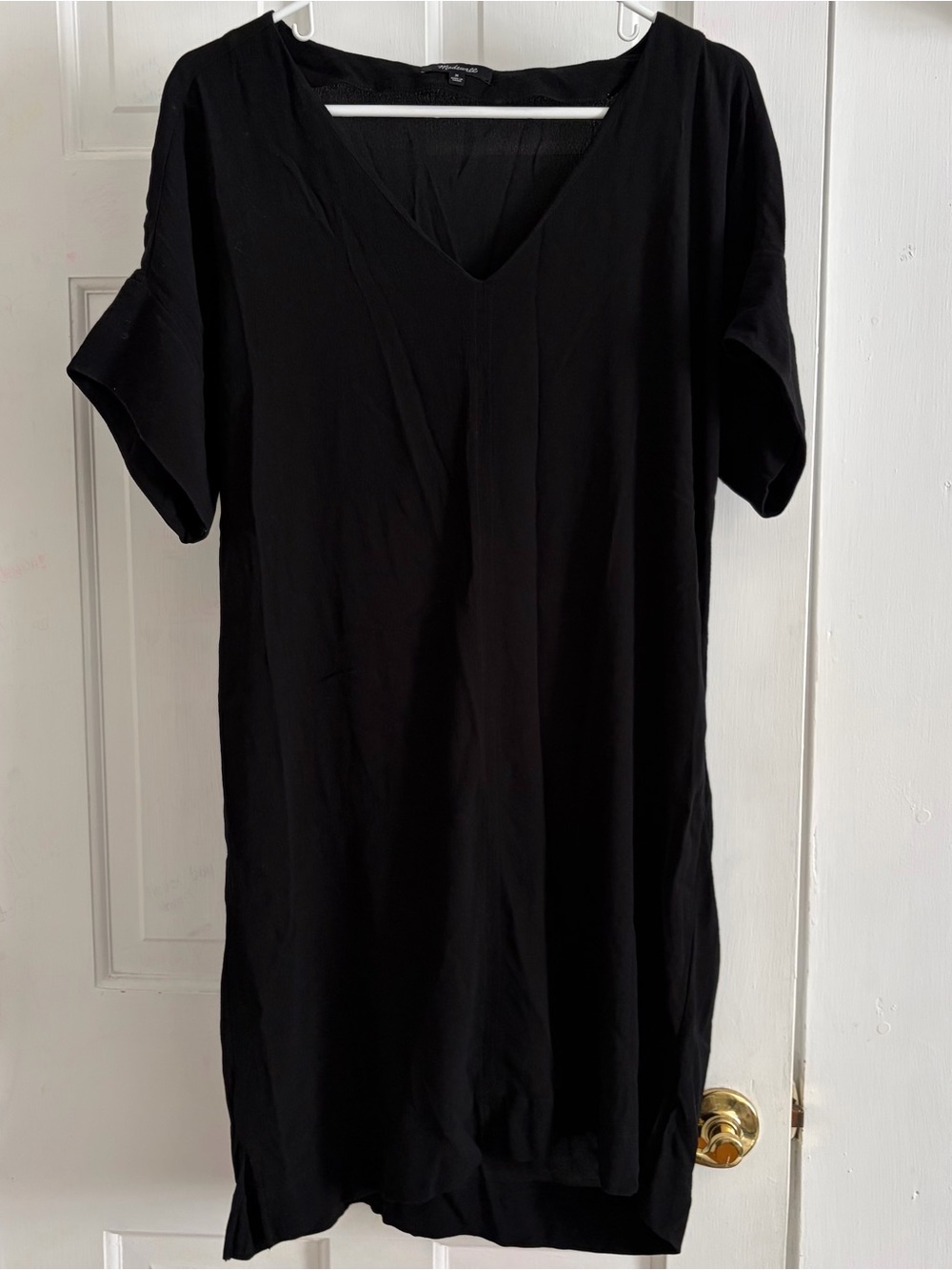 Madewell Black V-Neck Short Sleeve Dress